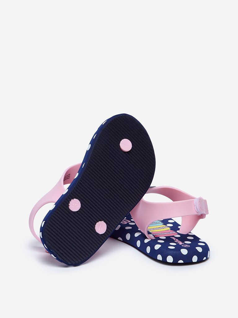 Yellow Navy Polkadot And Macaroon Design Sandals