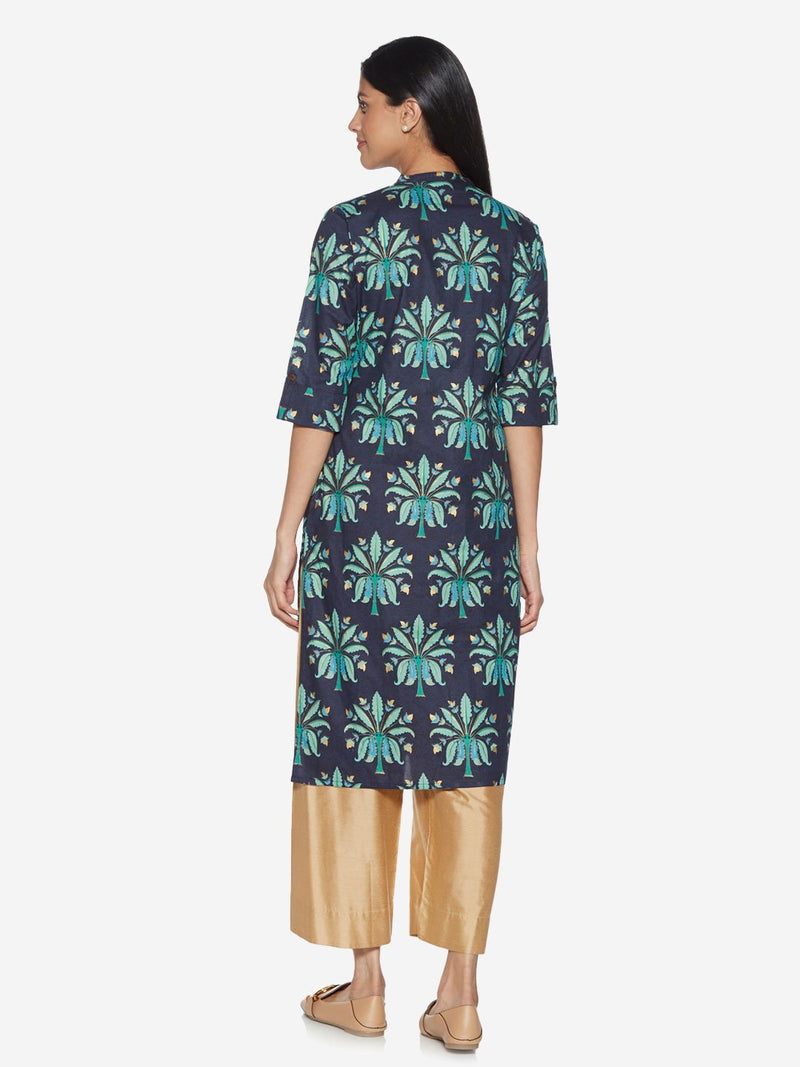 Utsa Indigo Printed Straight Kurta