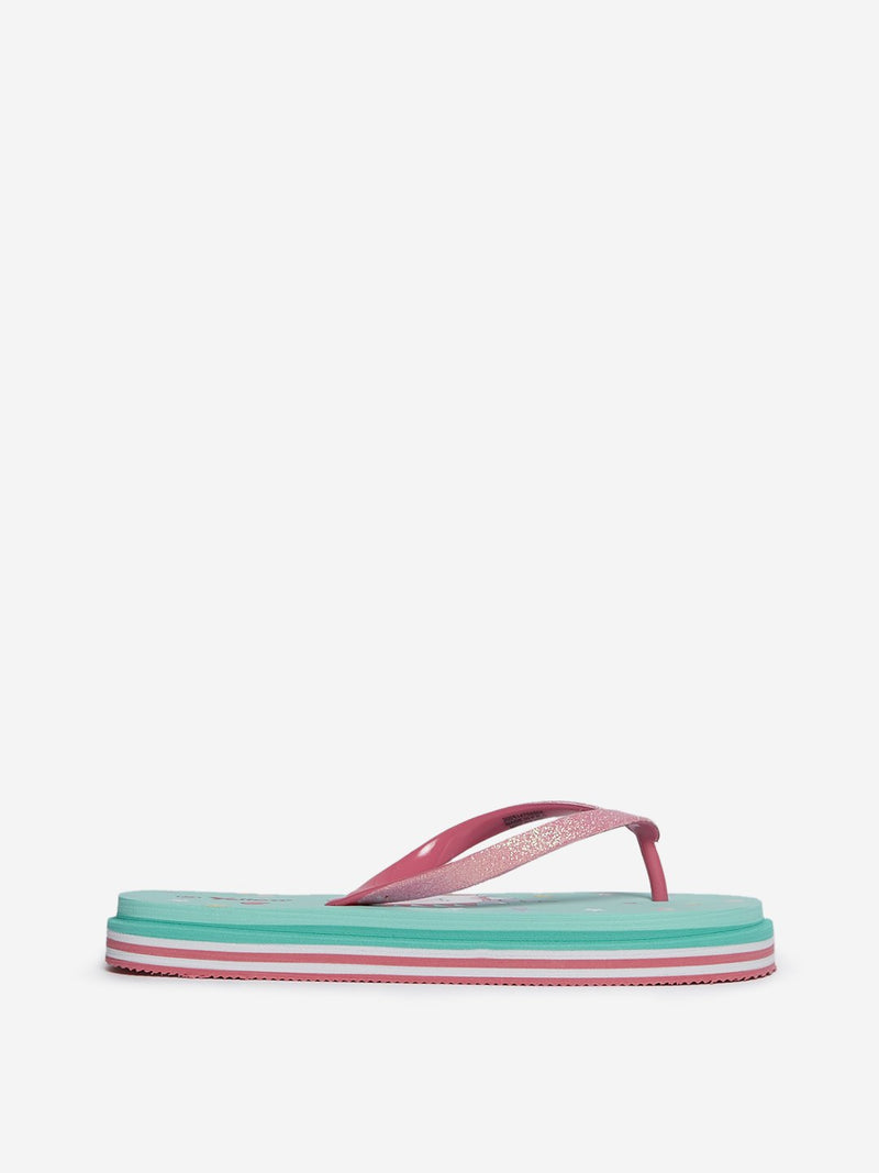 Yellow Kids Multicolour Unicorn Flip-Flops