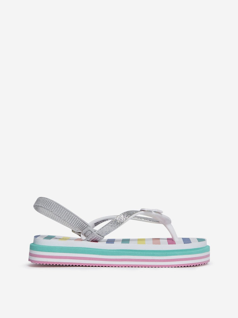 Yellow Kids Multicolour Striped Sandals