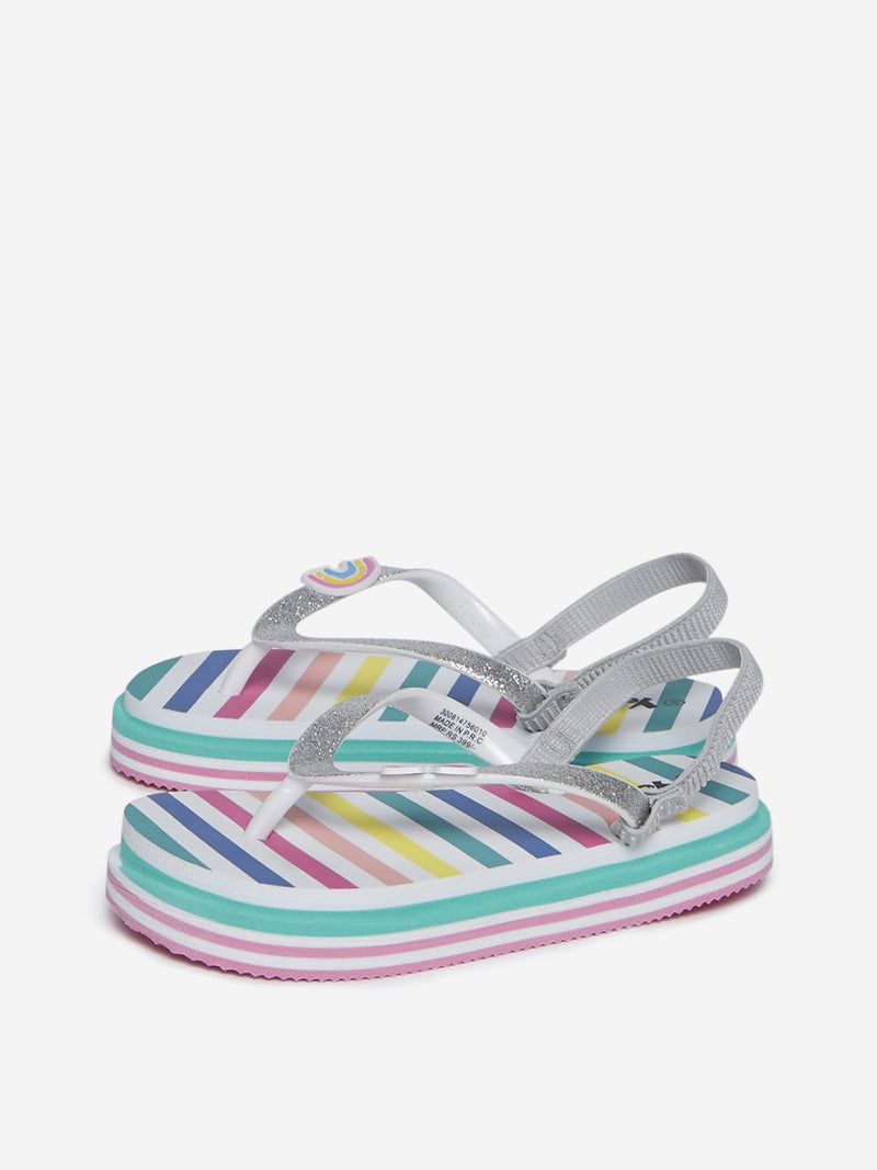Yellow Kids Multicolour Striped Sandals