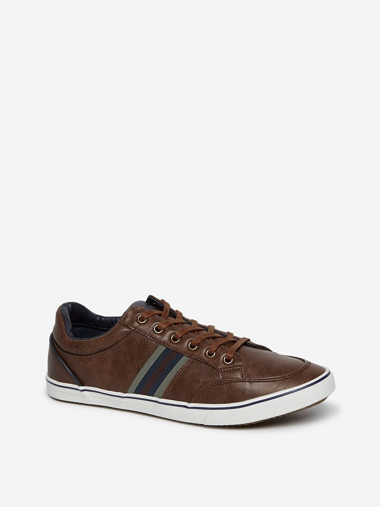 SOLEPLAY Tan Panel Pattern Sneakers