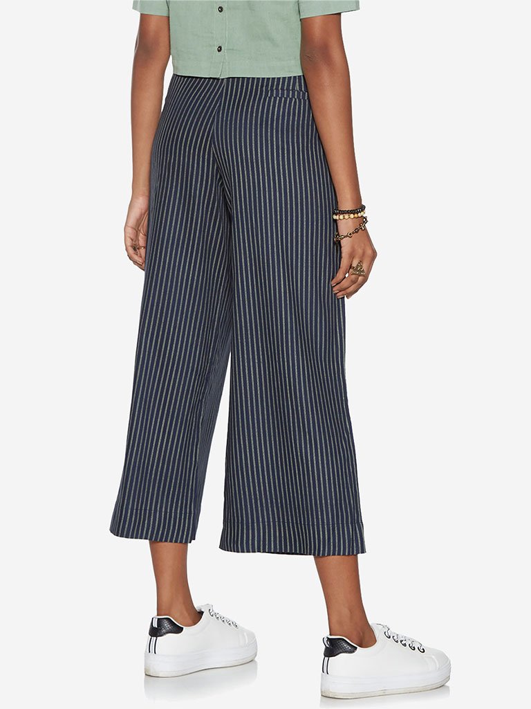 Bombay Paisley Navy Striped Palazzos