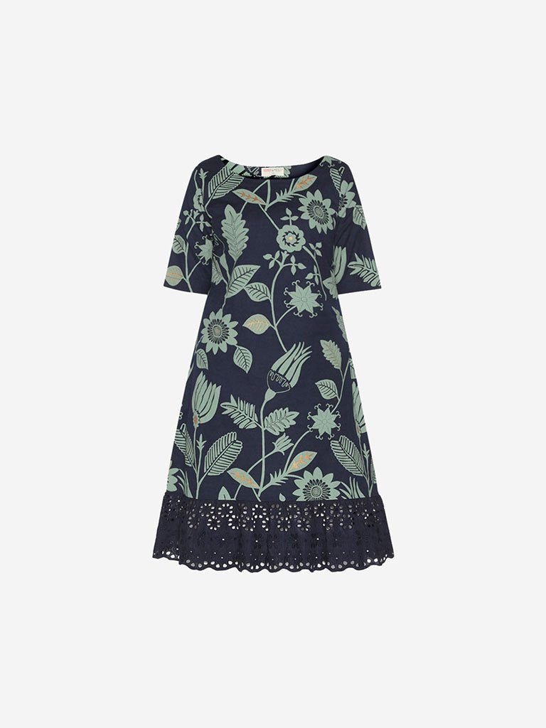 Bombay Paisley Navy Floral Pattern A-Line Dress