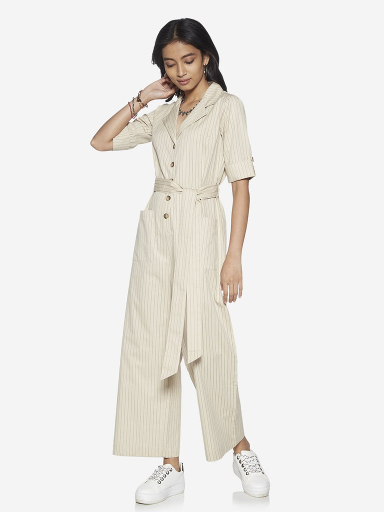 Bombay Paisley Off-White Jumpsuit With Belt