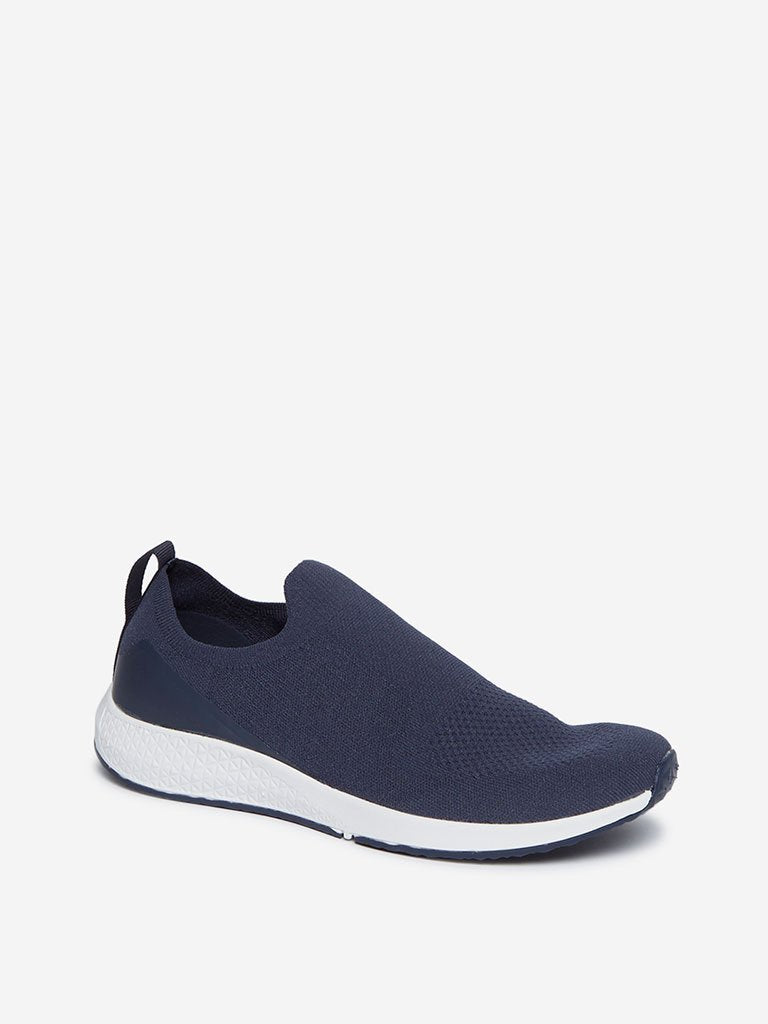 SOLEPLAY Navy Slip-On Knitted Sneakers
