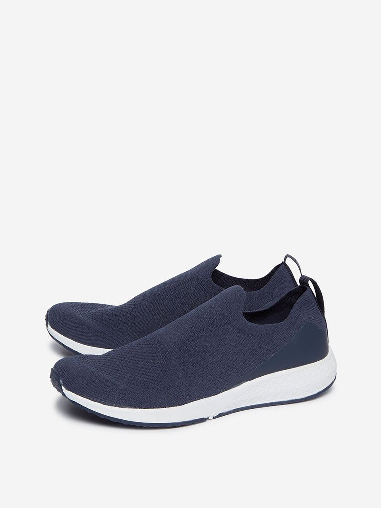 SOLEPLAY Navy Slip-On Knitted Sneakers