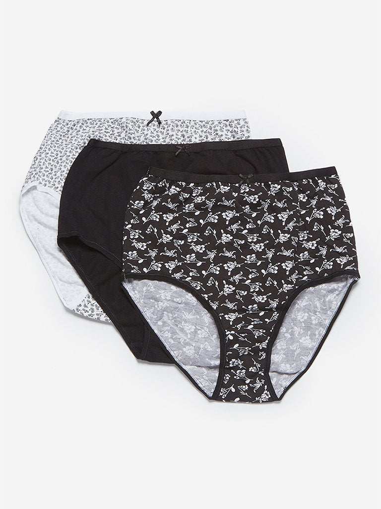 Wunderlove Black Full Briefs Pack of Three