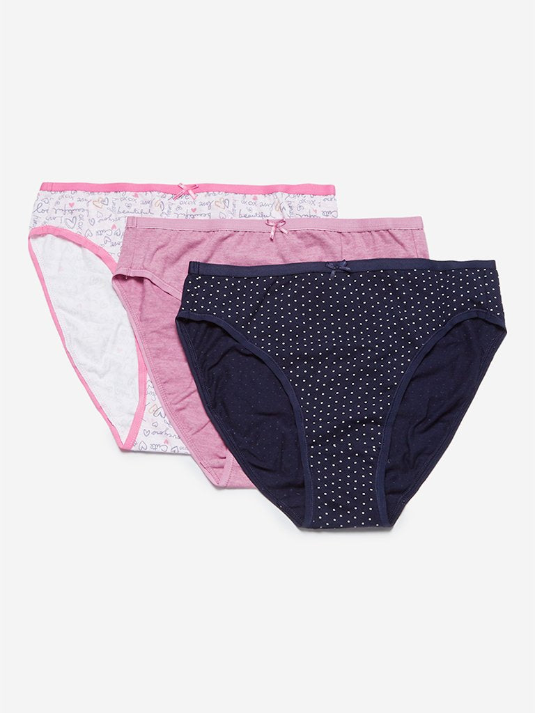 Wunderlove Pink Hi-Leg Briefs Pack Of Three