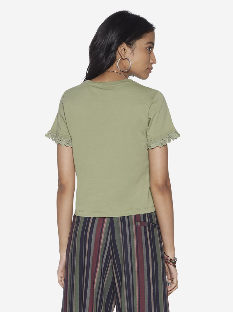 Bombay Paisley Green Broderie Anglaise Top