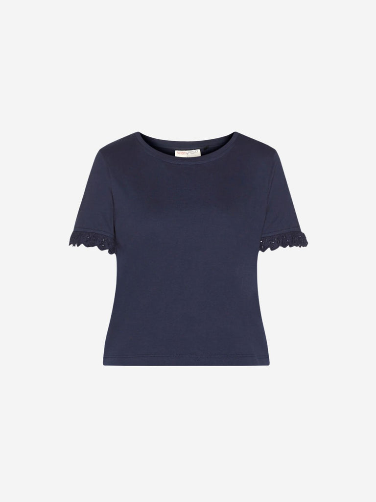 Bombay Paisley Navy Broderie Anglaise Top