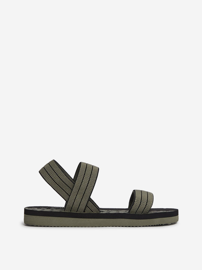 Yellow Kids Khaki Self-Pattern Sandals