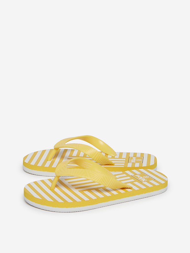 Yellow Kids Yellow Striped Flip-Flops