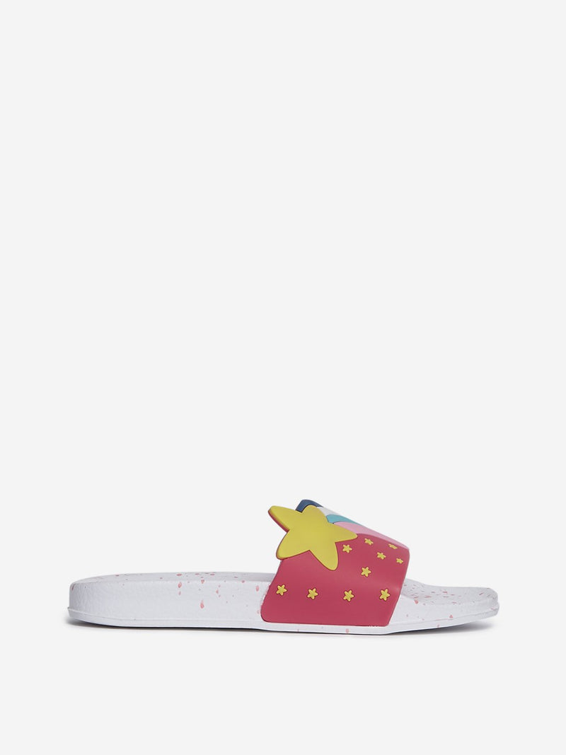 Yellow Kids White Star Design Sandals