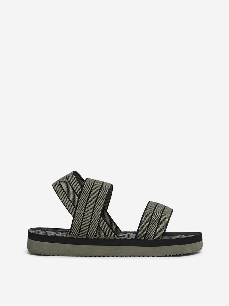 Yellow Kids Khaki Self-Pattern Sandals