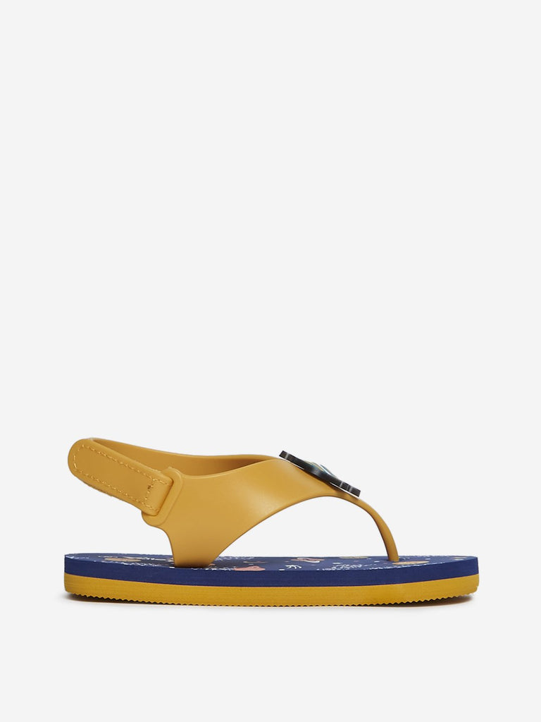 Yellow Kids Mustard Space Printed Sandals