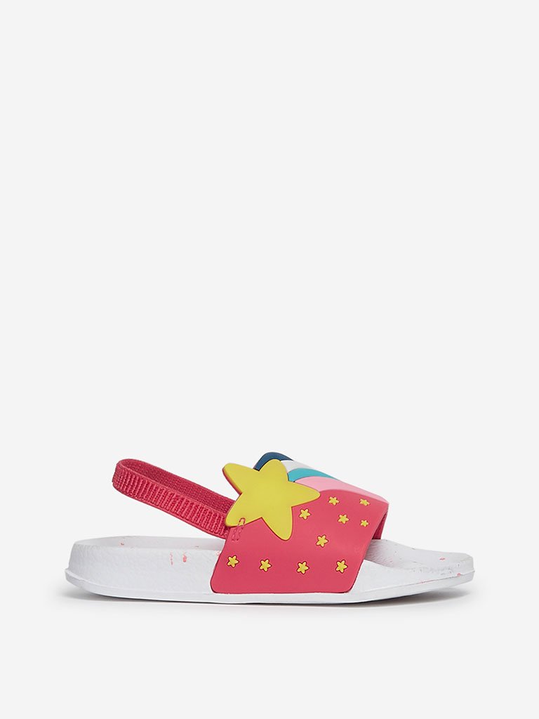 Yellow Kids White Star Design Sandals