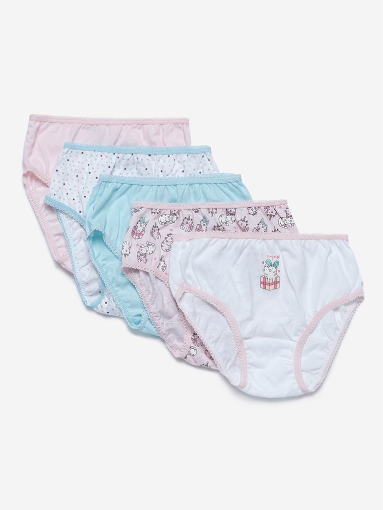 HOP Kids Pink Printed Briefs Pack Of Five
