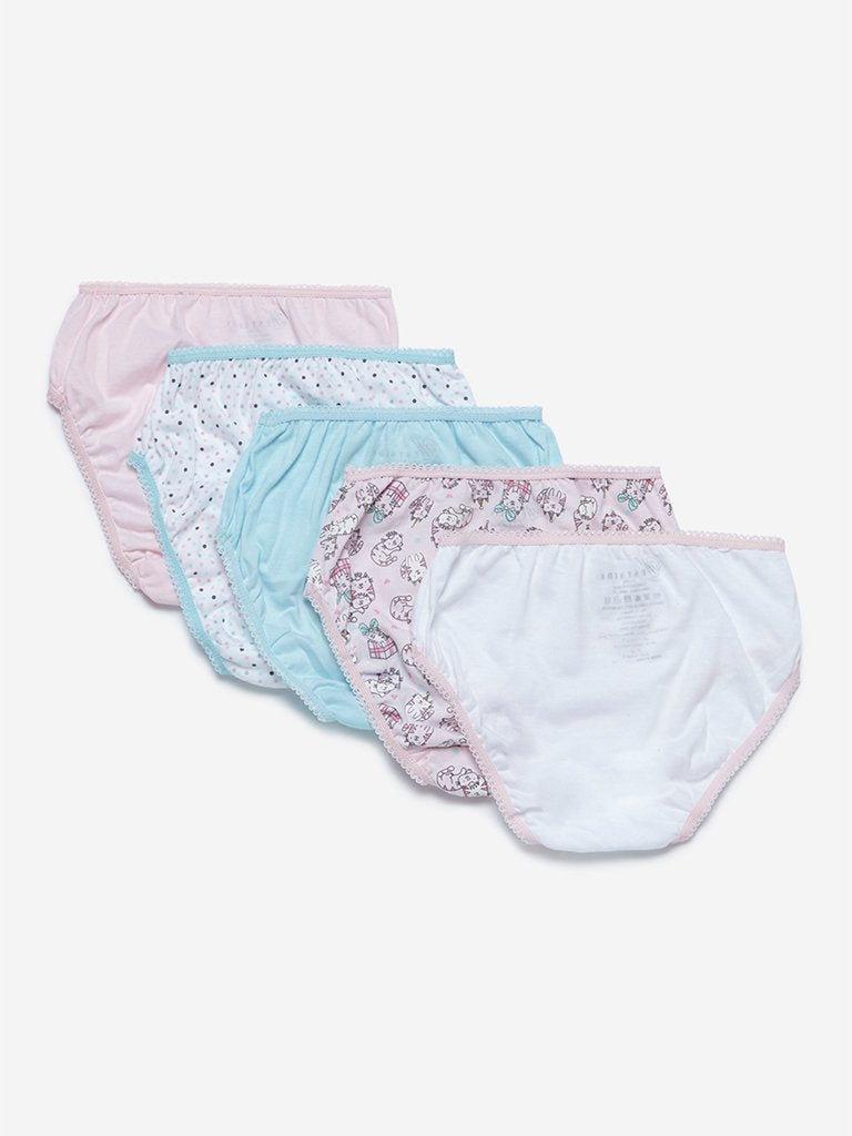 HOP Kids Pink Printed Briefs Pack Of Five