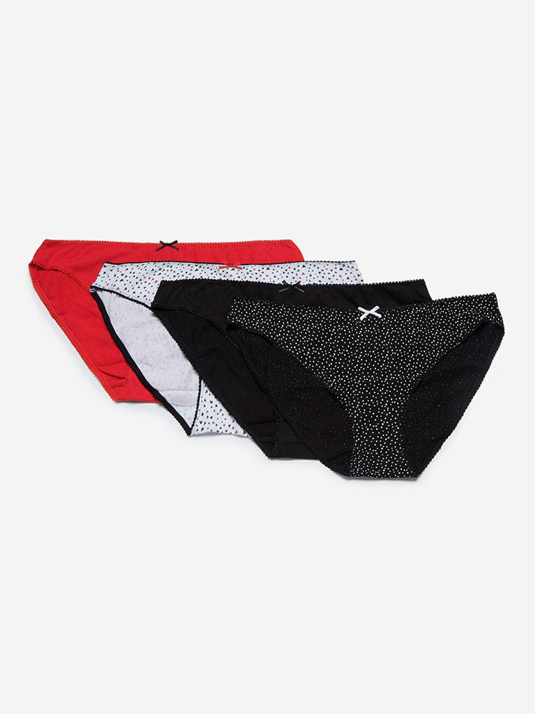 Wunderlove Red Bikini Briefs Pack of Four