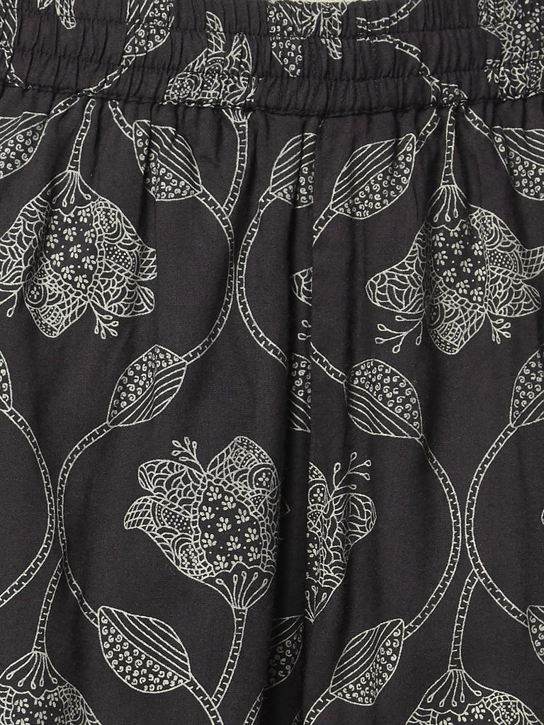 Zuba Charcoal Floral Printed Palazzos
