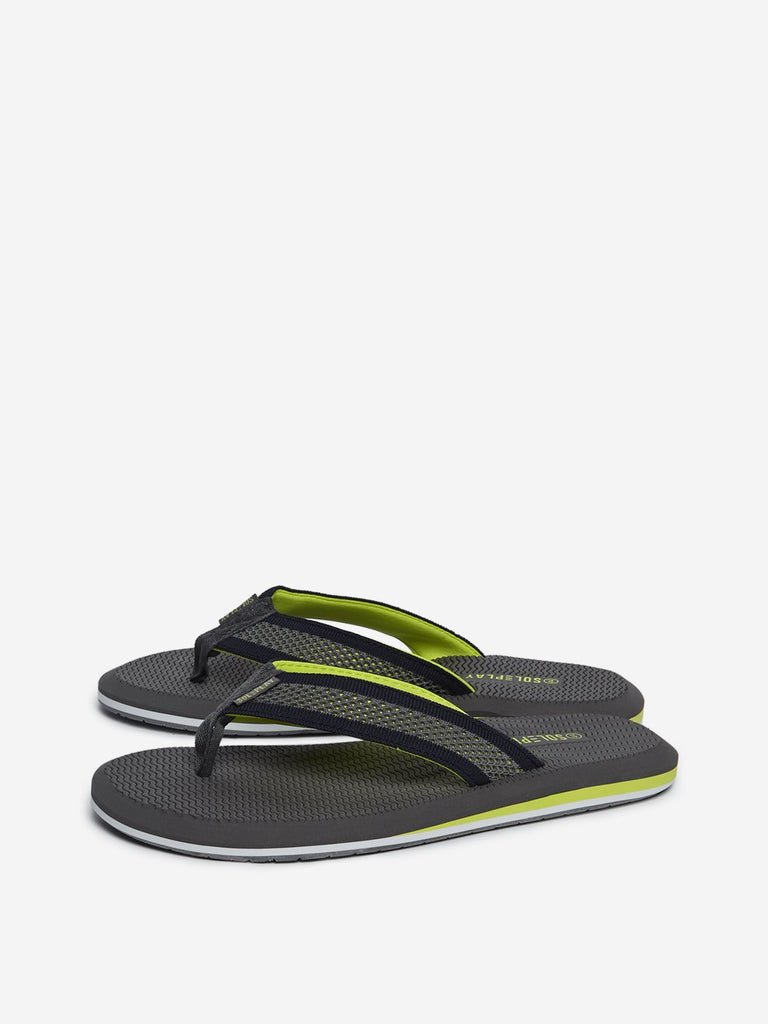 SOLEPLAY Grey Textured Flip-Flops