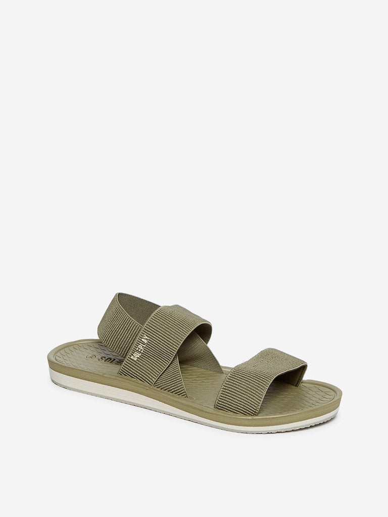 SOLEPLAY Sage-Green Textured Sandals