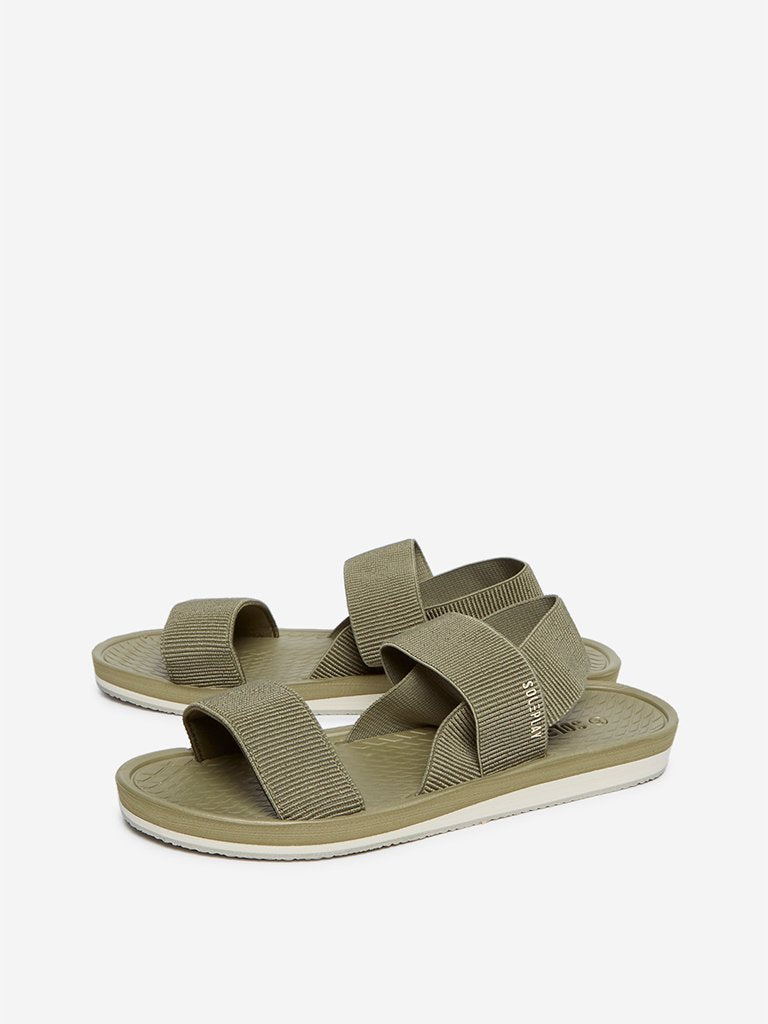 SOLEPLAY Sage-Green Textured Sandals