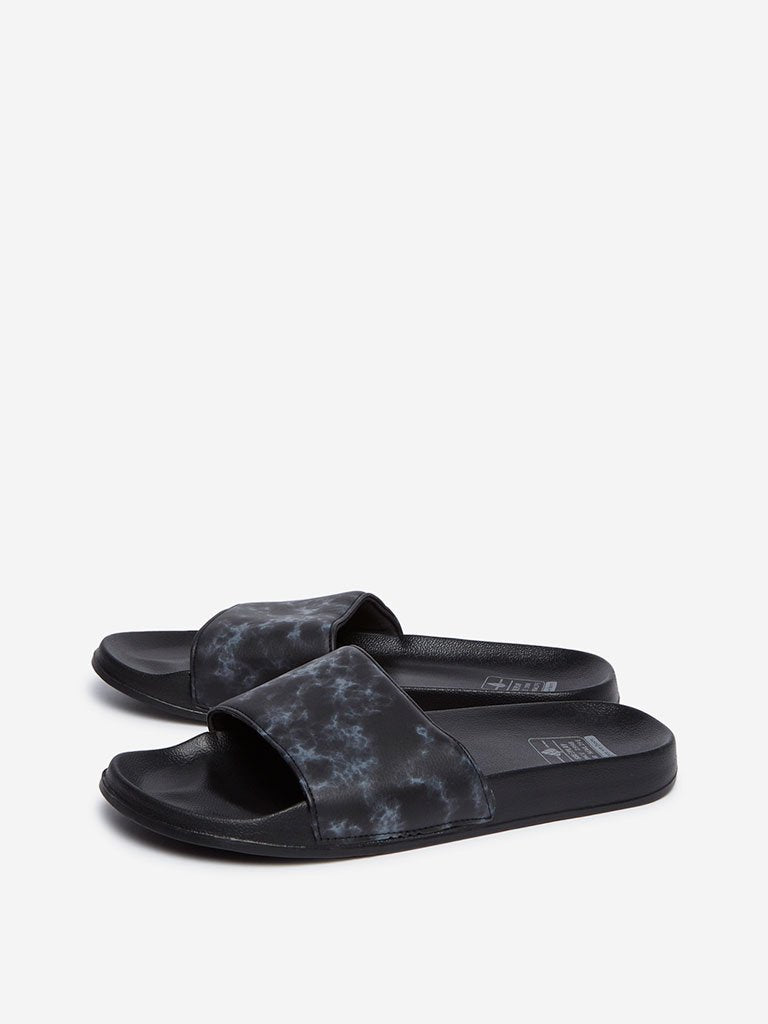 SOLEPLAY Black Marble Print Slides