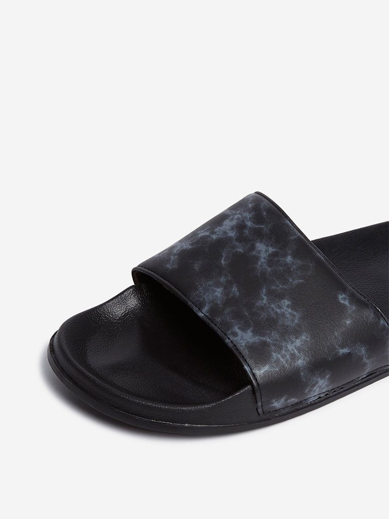 SOLEPLAY Black Marble Print Slides