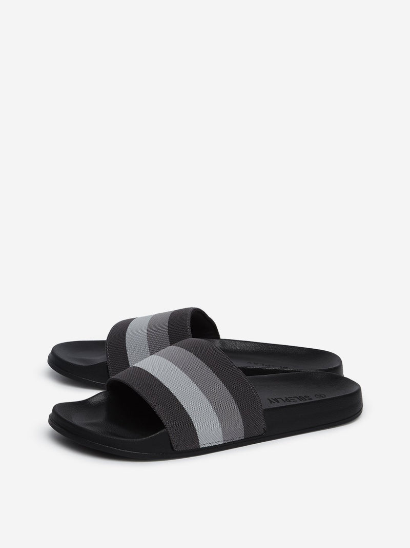 SOLEPLAY Black Striped Slides