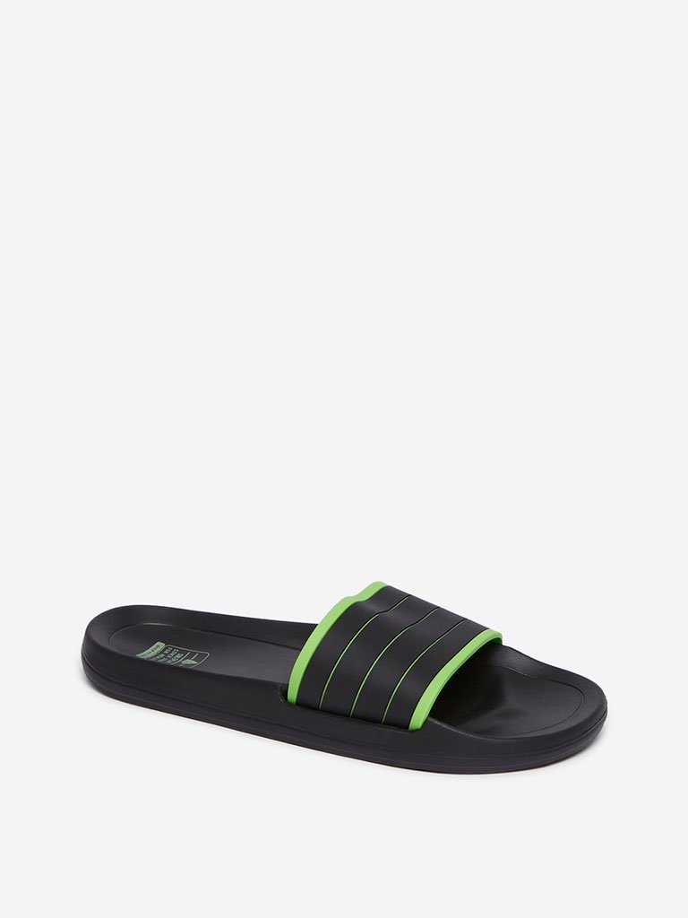 SOLEPLAY Black Striped Slides