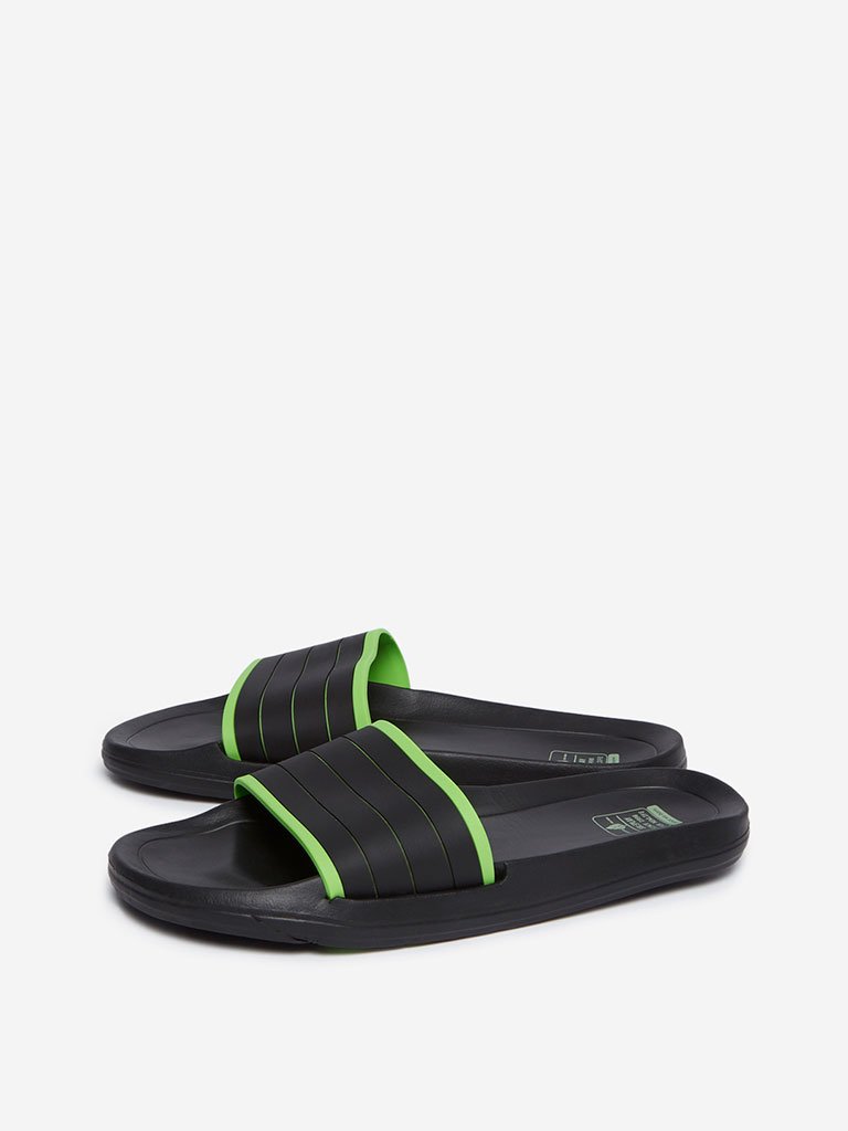 SOLEPLAY Black Striped Slides