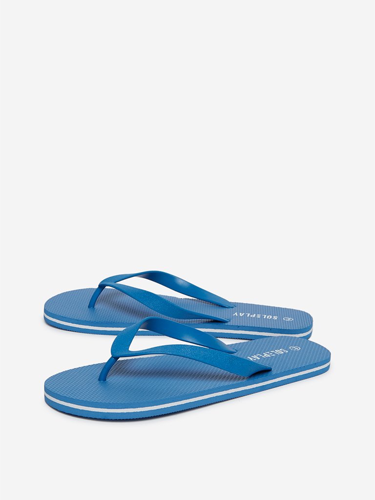 SOLEPLAY Blue Textured Flip-Flops