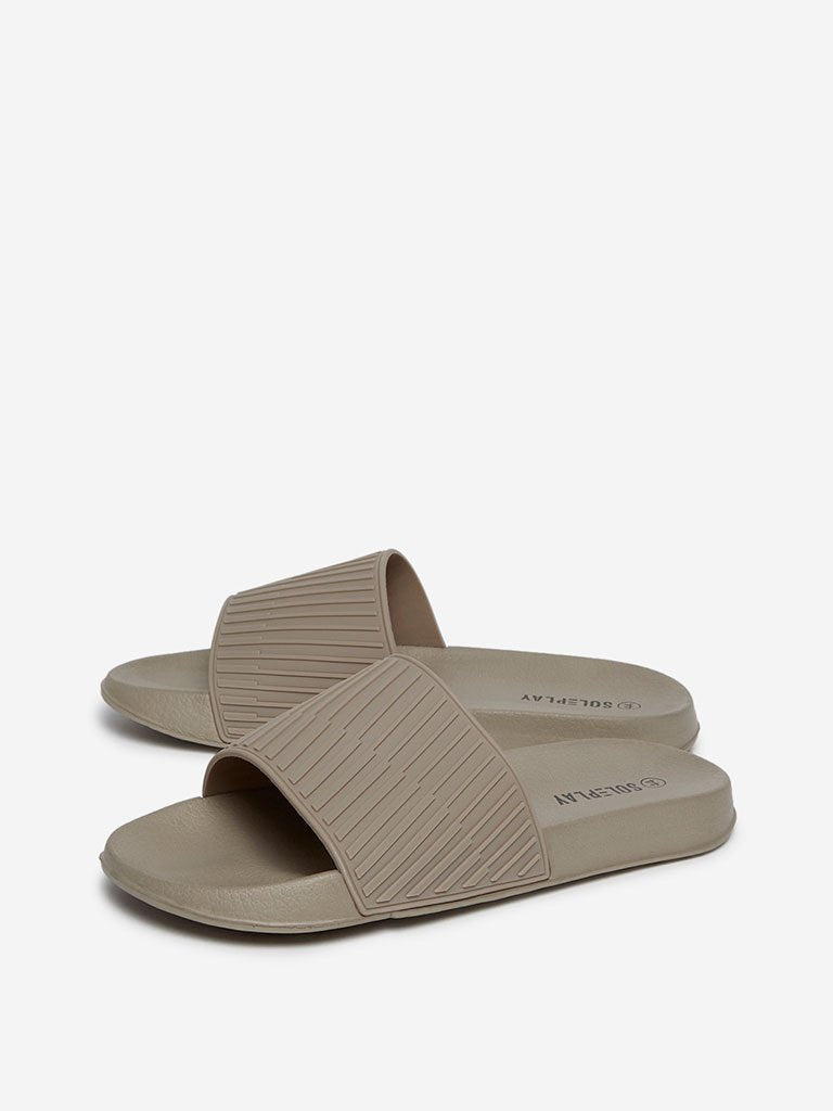 SOLEPLAY Taupe Self-Patterned Pool Slides