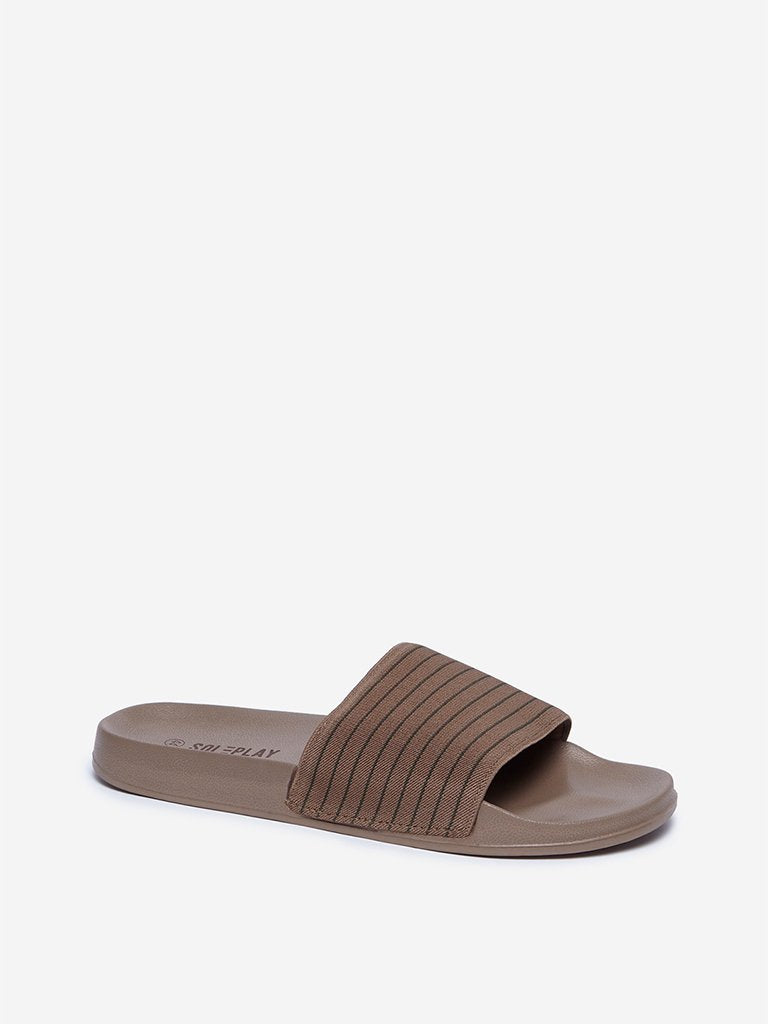 SOLEPLAY Light Brown Striped Pool Slides