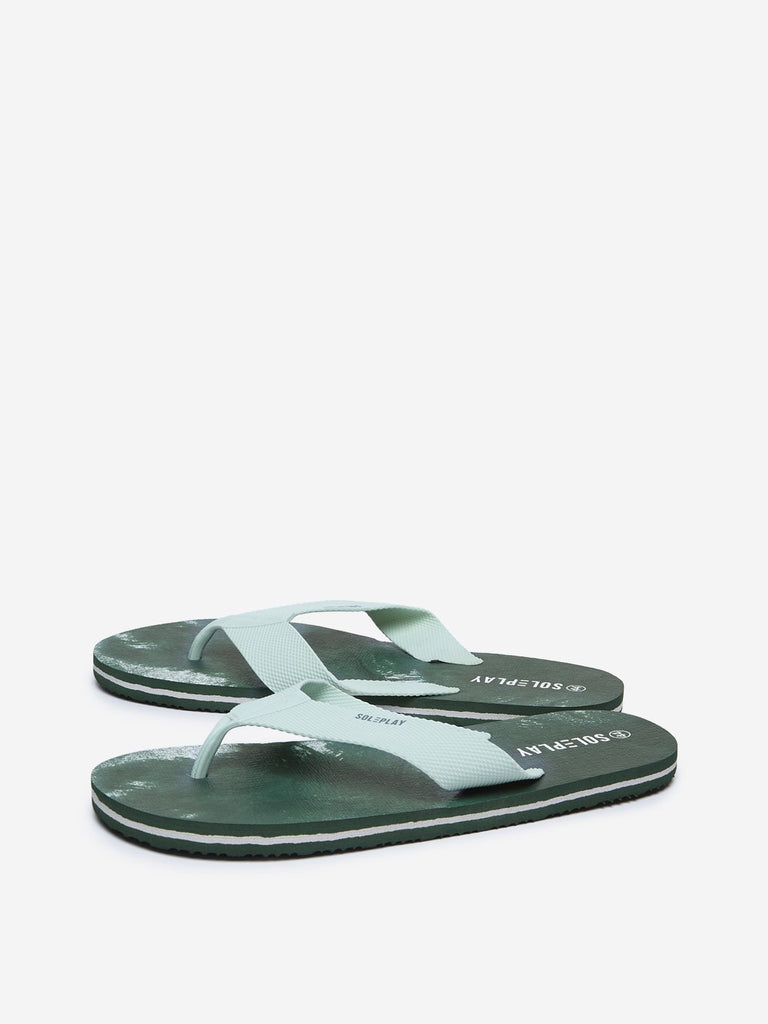 SOLEPLAY Khaki Abstract Design Flip-Flops