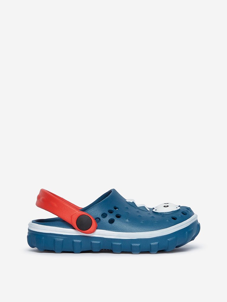 Yellow Kids Teal Monster Detailed Clogs