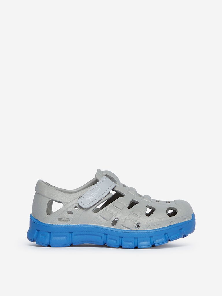 Yellow Kids Grey Colour-Block Clogs