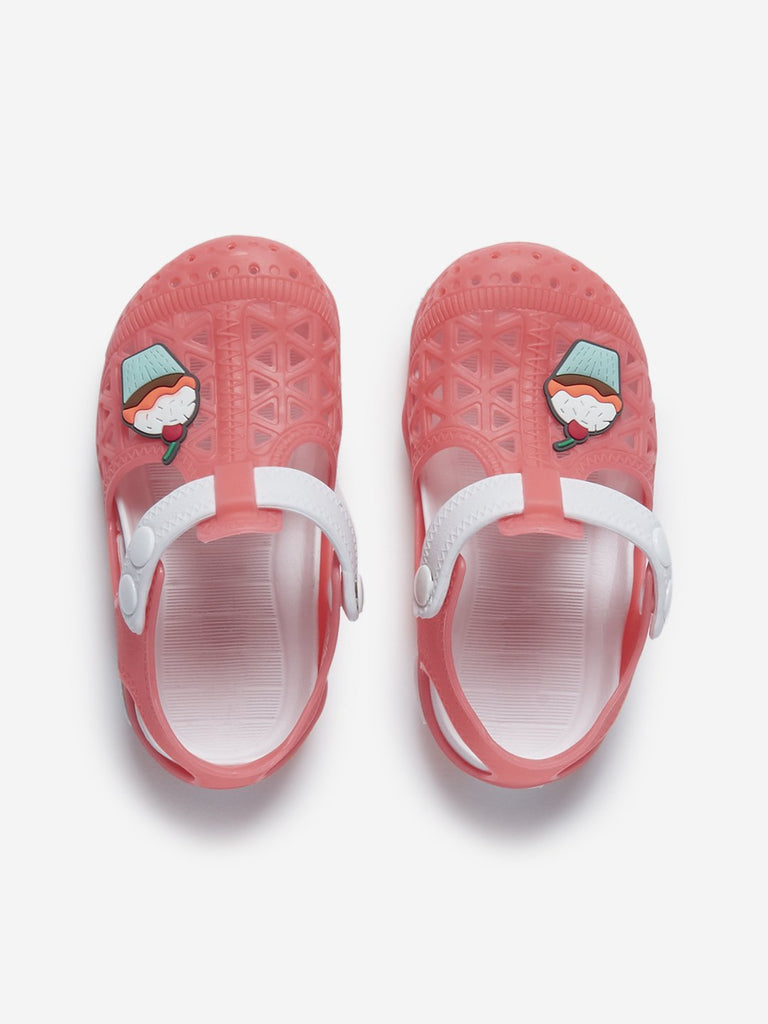 Yellow Kids Coral Cupcake Detailed Clogs