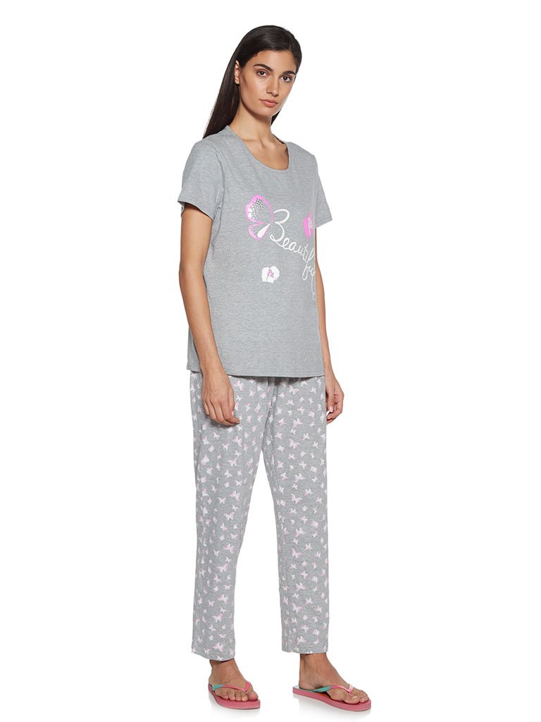 Wunderlove Grey T-Shirt And Pyjama Set