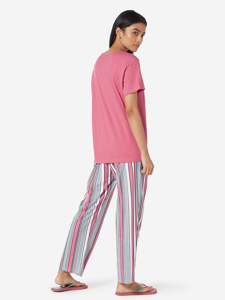 Wunderlove Pink Printed T-Shirt And Pyjamas Set