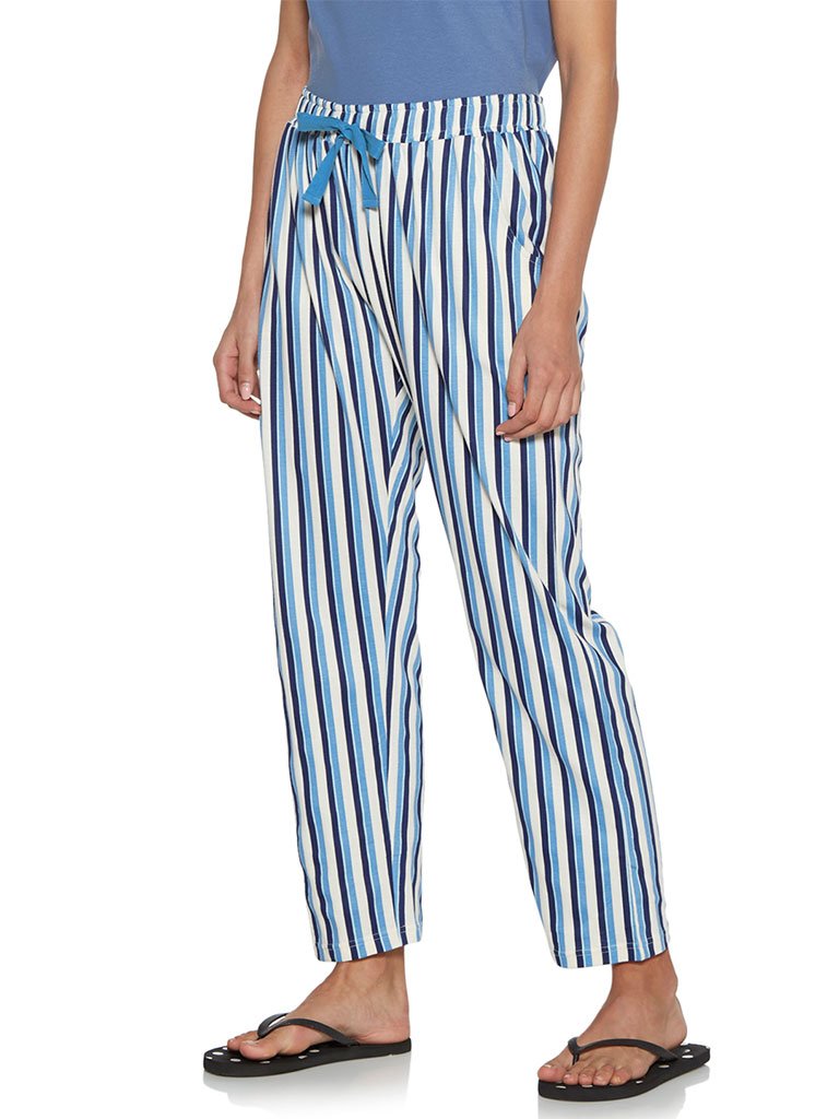 Wunderlove Navy Stripe Printed Pyjamas