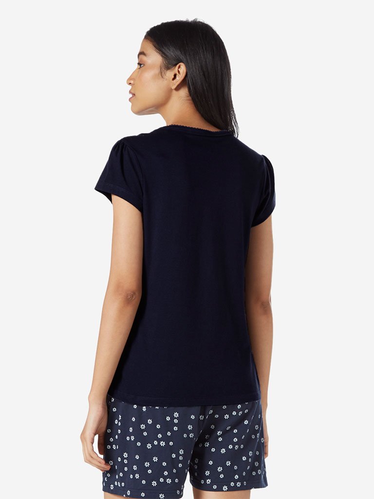 Wunderlove Navy Pure-Cotton T-Shirt