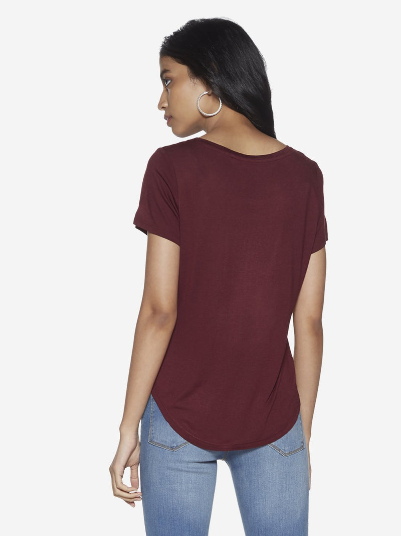 LOV Burgundy Graphic Print T-Shirt