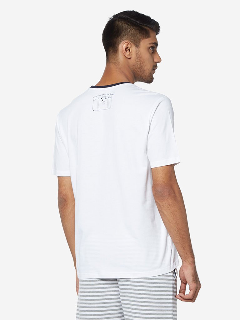 WES Lounge White Text Print Relaxed Fit T-Shirt