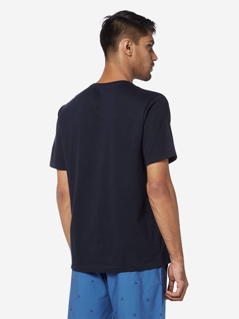 WES Lounge Navy Text Relaxed Fit T-Shirt
