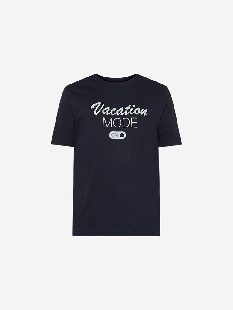 WES Lounge Navy Text Relaxed Fit T-Shirt