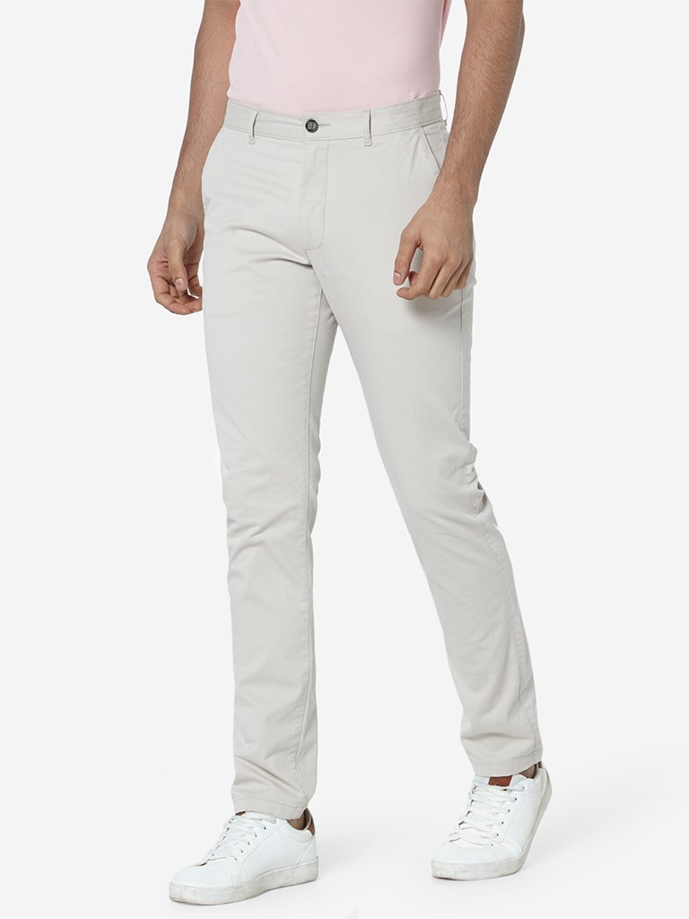 WES Casuals Off White Slim Fit Chinos