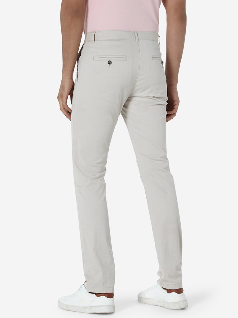 WES Casuals Off White Slim Fit Chinos